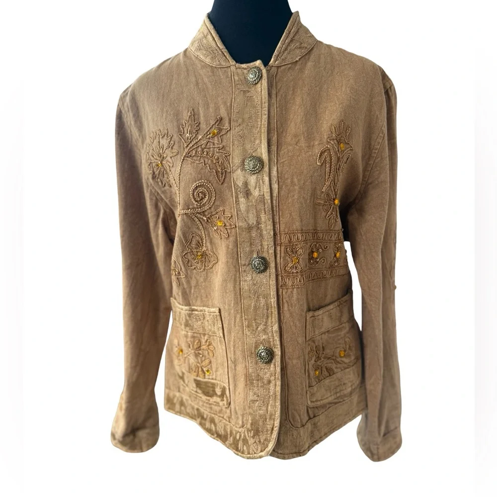 Flashback 100% Cotton Gold Embroidered Jacket